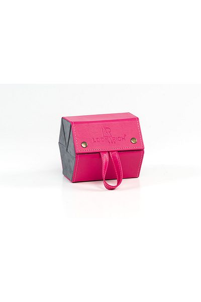 Look Rich Barbie Edition Handmade Leather 6-Piece Glasses Carrying and Storage Bag - Pink