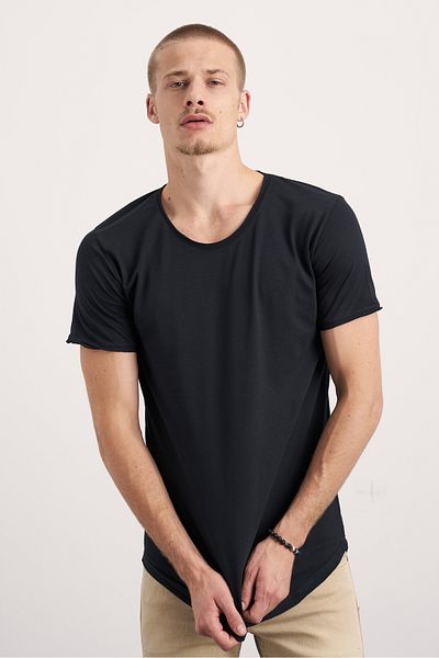 Tarz Cool Ανδρικό μπλουζάκι με κοντό μανίκι 100% βαμβακερό κοντομάνικο μπλουζάκι οβάλ φούστα σε λευκό-μαύρο-μπλε