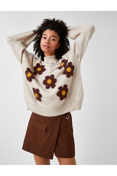 Koton Virágos pulóver Crew Neck