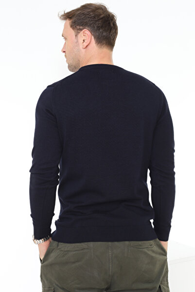 Matte Berlin Crew Neck Basic Organic Cotton Navy Blue Knitwear Sweater