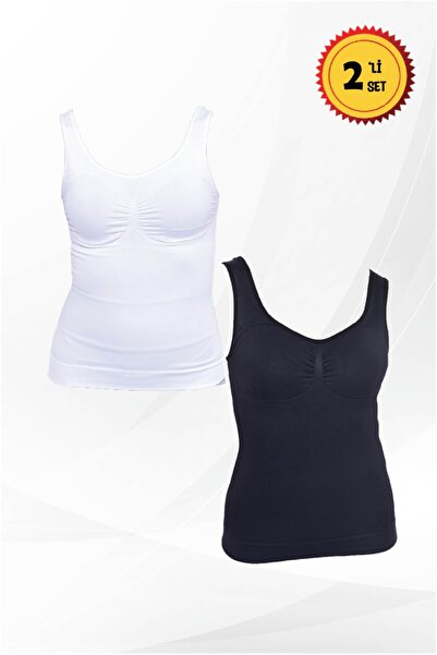 SAUNA SUIT Γυναικείο εσώρουχο κορσέ Λευκό & Μαύρο 2 Συσκευασία Συσφιγκτικό Σετ Αδυνατίσματος Premium Σετ εσώρουχα