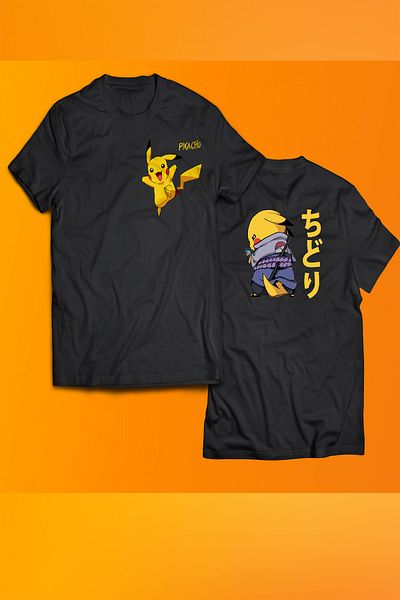 remonz Μπλουζάκι Ninja Pikachu με στάμπα 100% βαμβακερό μπλουζάκι μεγάλου μεγέθους