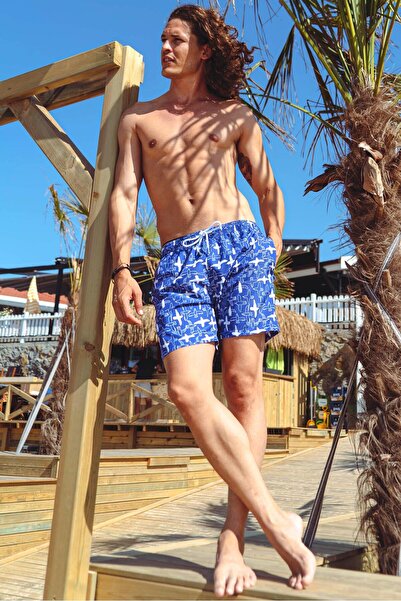 CHUBA Men's Navy Medium Size Patterned Sea Shorts 21s1002n