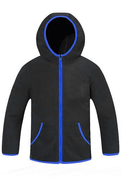 Armashine Hooded Zippered Children's Fleece Sweatshirt Black - Blue