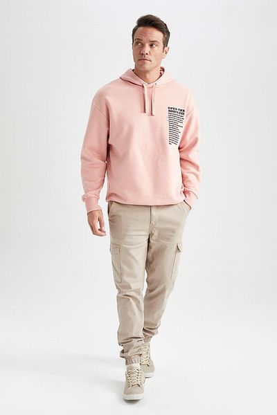 DeFacto Oversize Fit Hooded Back Printed Soft Fuzzy φούτερ