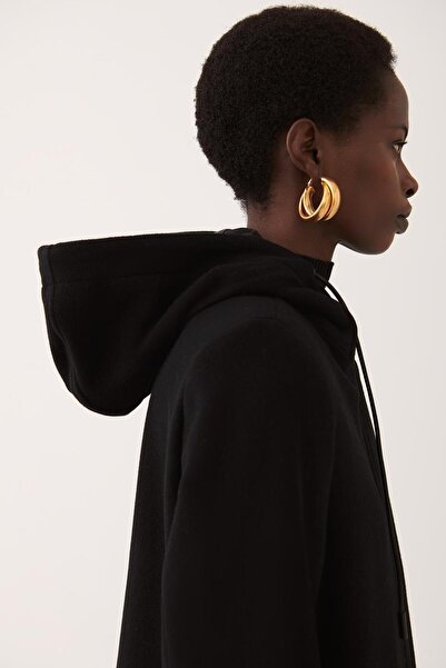 Perspective Γυναικείο παλτό Wender Regular Fit Hooded Midi Μήκος Μαύρο Χρώμα