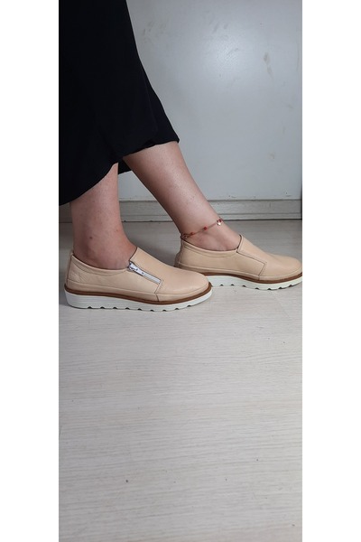 KAPAR Γυναικείες μπαλαρίνες με φερμουάρ από γνήσιο δέρμα