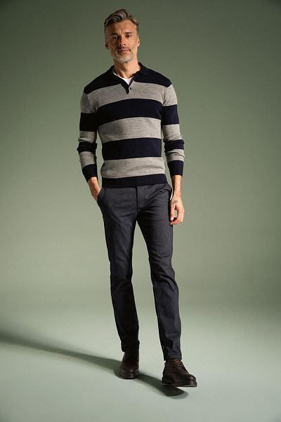 DeFacto Regular Fit Polo Neck Striped Knitwear Sweater