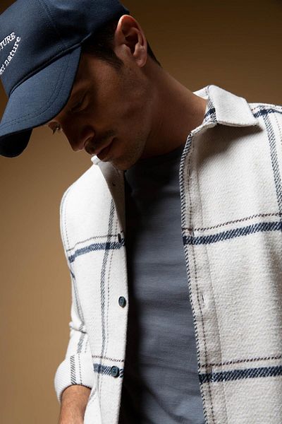 DeFacto Modern Fit Polo Neck Lumberjack Long Sleeve Shirt