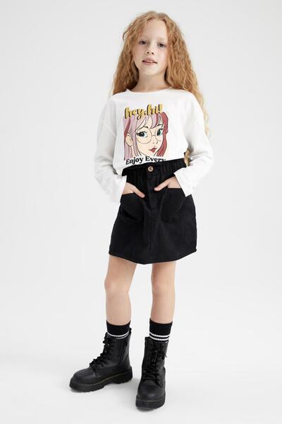 DeFacto Girl's Paperbag Velvet Skirt