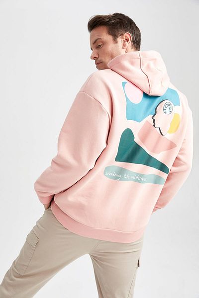 DeFacto Oversize Fit Hooded Back Printed Soft Fuzzy φούτερ