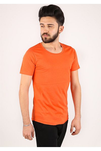 Madmext Πορτοκαλί T-shirt Crew Neck 2308-2308