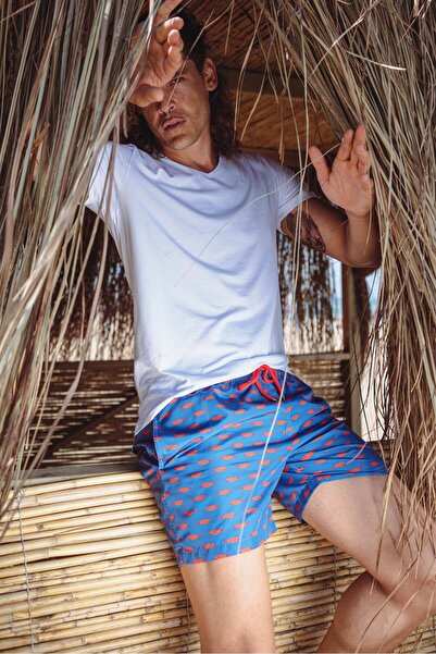 CHUBA Men's Indigo Medium Size Patterned Sea Shorts 21s1002ı