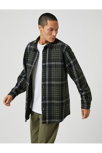 Koton Kostkovaná dřevorubecká košile Jacket Classic Collar