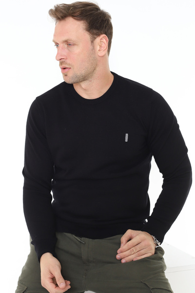 Matte Berlin Crew Neck Basic Organic Cotton Black Knitwear Sweater