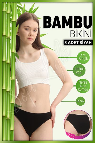 Soft Light Women's Panties Bamboo Black Panties 3 Pack