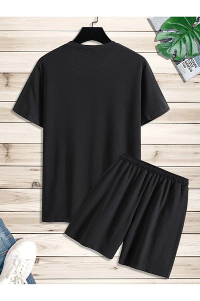 Mythologie Take A Look Bear T-shirt Σορτς Σετ 2 τεμαχίων - Μαύρο, εμπριμέ, Oversize, Crew Neck
