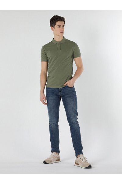 Colin's Slim Fit Polo Collar Male Open Khaki Polo Short Sleeve