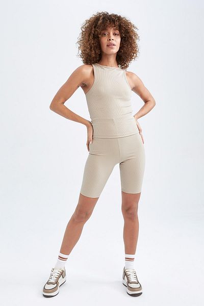 DeFacto Fit Halter Collar Žebrovaná košilka pro sportovce