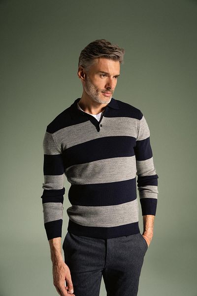 DeFacto Regular Fit Polo Neck Striped Knitwear Sweater