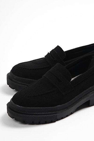 Capone Outfitters Dámska mokasína Capone Oval Toe Trac Sole Suede Black