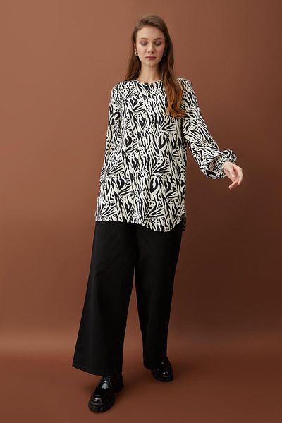 DeFacto Παντελόνι Slouchy Fit Wide Leg Palazzo Twill 100% βαμβακερό