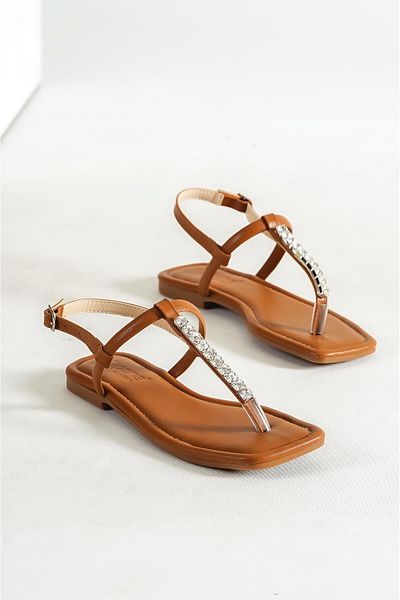 Capone Outfitters Dámské sandály Capone Skin Flip Flops Stone s páskem na kotník s plochým podpatkem