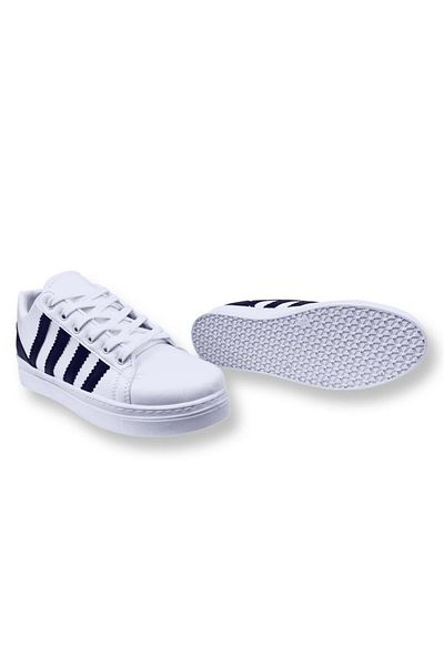 galya shoes Women's White-Black Sports Shoes Striped