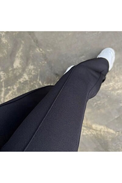 MODALİN Kadın Siyah Yüksek Bel Toparlayıcı Krep Kumaş Likralı Palazzo Pantolon