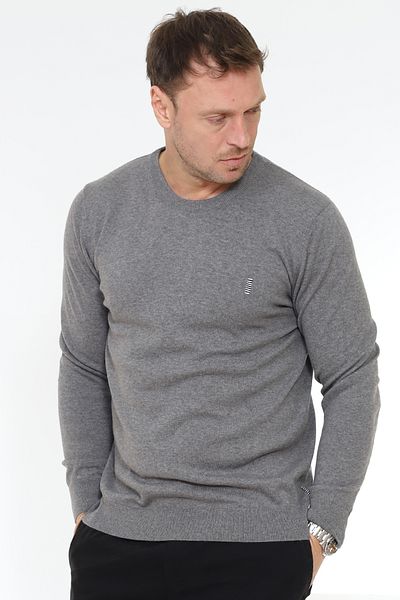 Matte Πλεκτό πουλόβερ Berlin Crew Neck Basic Organic Cotton Dark Grey Melange