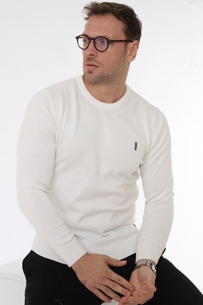 Matte Πλεκτό πουλόβερ Berlin Crew Neck Basic Organic Cotton Ecru