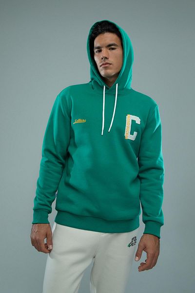 DeFacto Fit Nba Boston Celtics Standard Fit Hooded Sustainable Sweatshirt