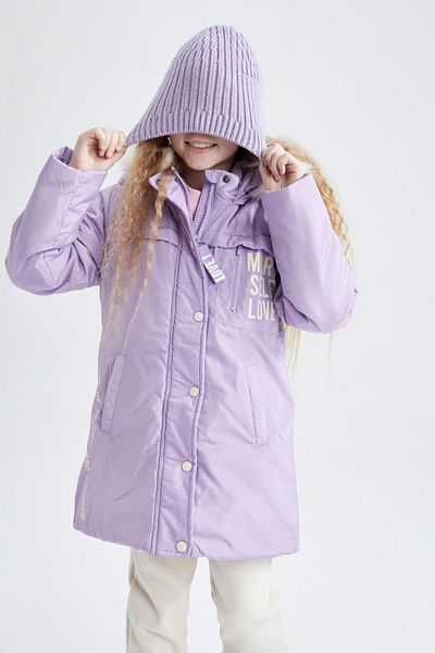 DeFacto Girl's Hooded Fleece Lined Coat