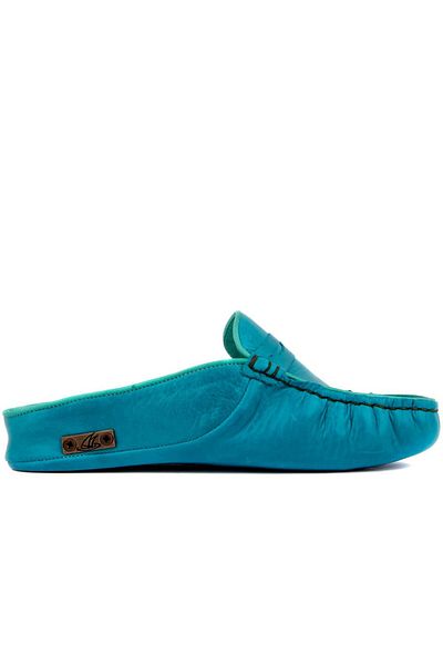 SailLakers Women's Green Leather House Slippers