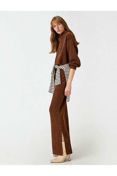 Koton Wide Leg Trousers with Slit Detail