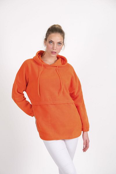 CHUBA Women's Orange Hooded Oversize Outdoor Retro Fleece Hoodie 22wk299