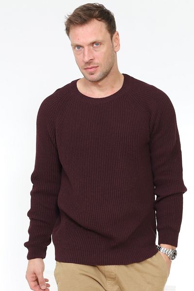 Matte Claret Red Knitwear Sweater - Roman, Crew Neck, Sustainable Production, Thessaloniki Knit