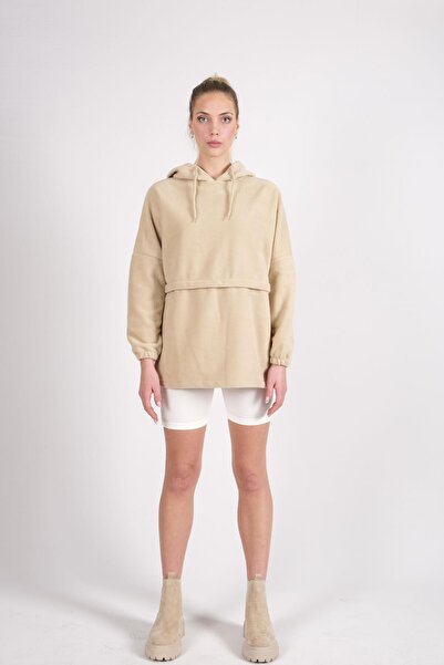 CHUBA Γυναικεία μπεζ κουκούλα Oversize Outdoor Retro Fleece Hoodie 22wk299