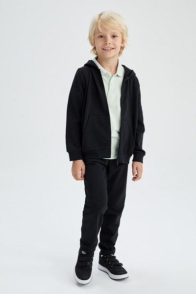 DeFacto Boy's Black Hooded School Cardigan