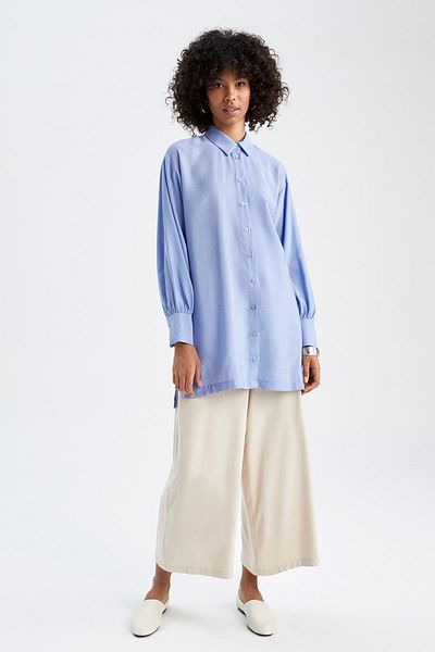 DeFacto Παντελόνι Regular Fit Wide Leg Belmando Viscose Palazzo 100% βαμβακερό παντελόνι