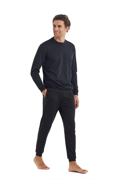 Blackspade Men's Long Sleeve Crew Neck Anthracite Pajama Set C4T0N0O98