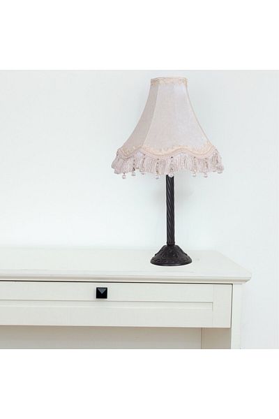 Dekovien Black Metal Vintage Base - Ecru Velvet Covered Lampshade AB0731