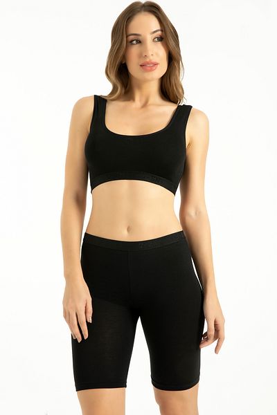 Jenny Daphne Dimensiune battal Culoare neagră Bambus peste genunchi Pantaloni scurți Jambiere QEN-800B