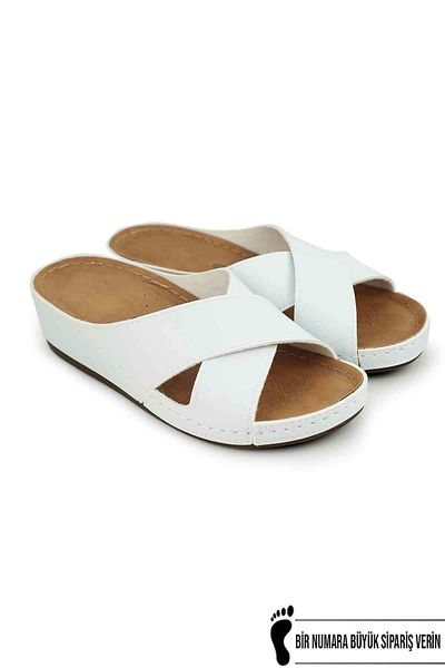 İncim ®| Nyx Women's White Comfortable Orthopedic Comfort Anatomical Light Sole Home Slippers and Daily Slippers