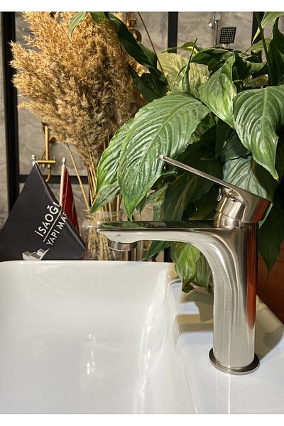 İSAOĞLU YAPI Sink Faucet Matte Chrome Sink Faucet Stain-Lime Resistant Matte Chrome Armature