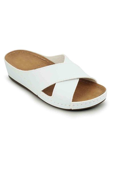İncim ®| Nyx Women's White Comfortable Orthopedic Comfort Anatomical Light Sole Home Slippers and Daily Slippers