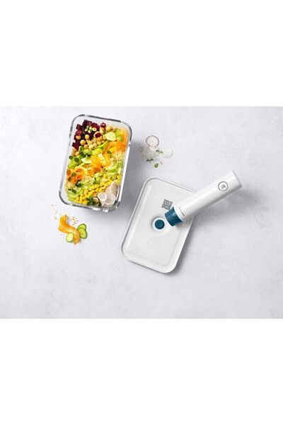 ZWILLING Fresh & Save Borosilicate Vacuum Storage Container - (L) - Glass Mediterranean Blue