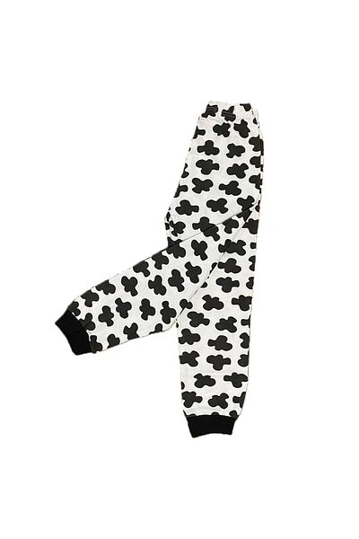 Pink Fashion Set Pijama Copii Imprimate Vaci Si Speckle Bumbac Alb