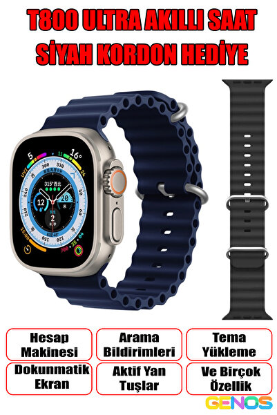Genos Watch 8 Akıllı Saat T800 Ultra ios (apple) & Android Uyumlu Türkçe Menü...