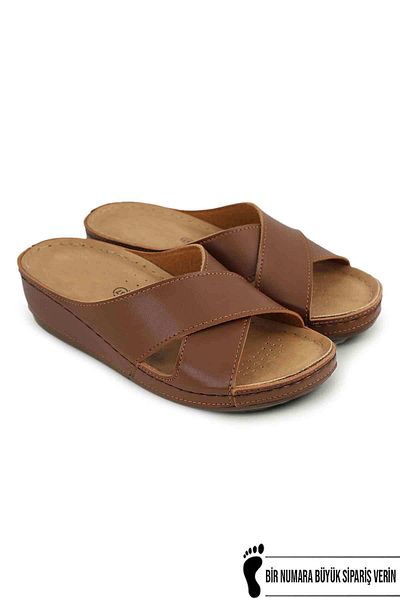 İncim ®| Nyx Women's Tan Comfortable Orthopedic Comfort Anatomical Light Sole Home Slippers and Daily Slippers